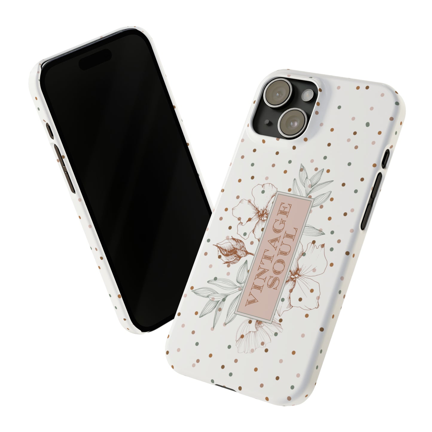 Vintage Soul iPhone 15 Slim Phone Case, Floral phone case