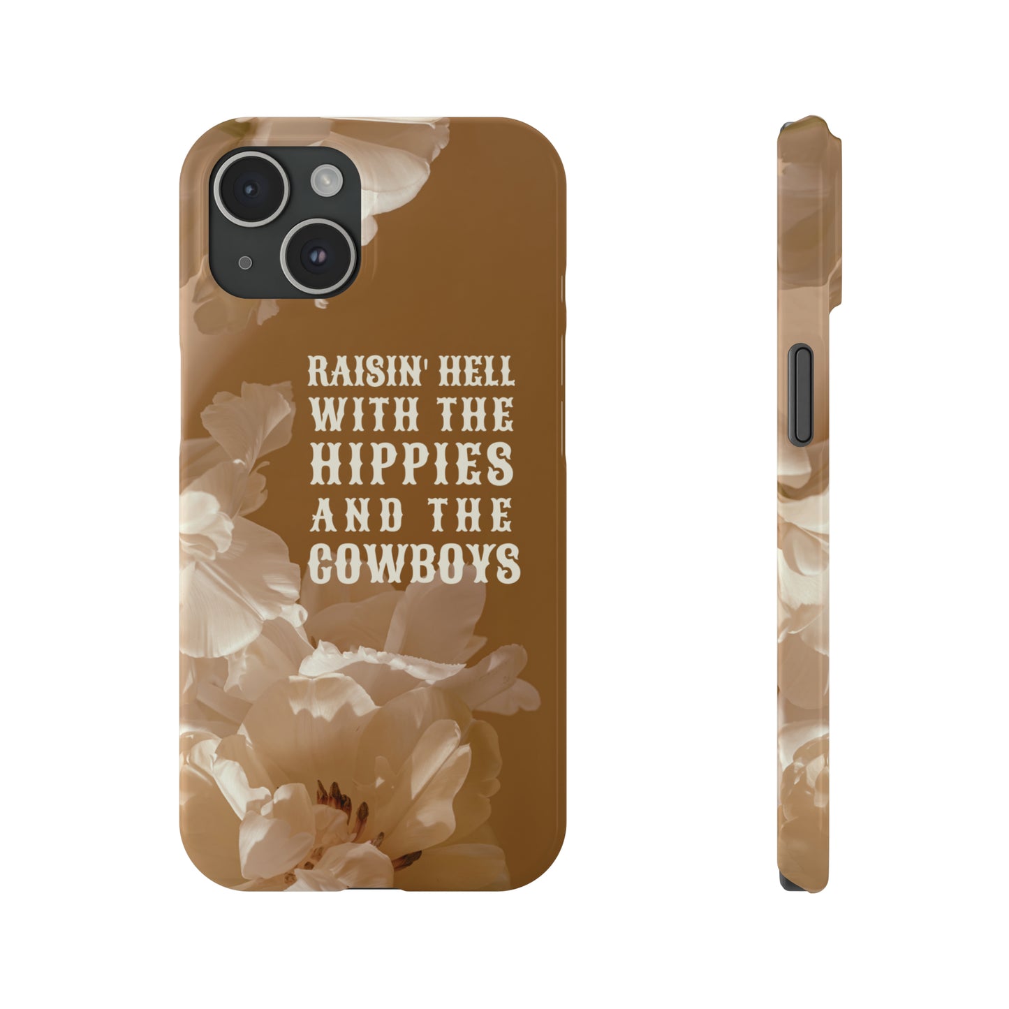 Hippie iPhone 15 Slim Phone Case, Floral phone case