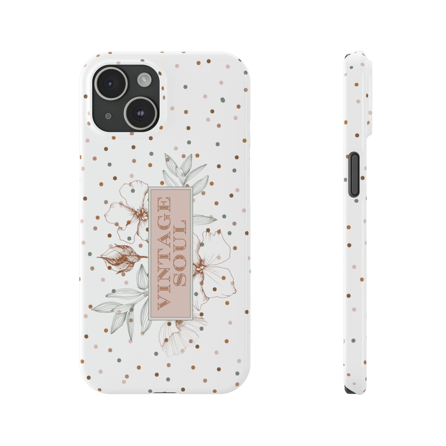 Vintage Soul iPhone 15 Slim Phone Case, Floral phone case