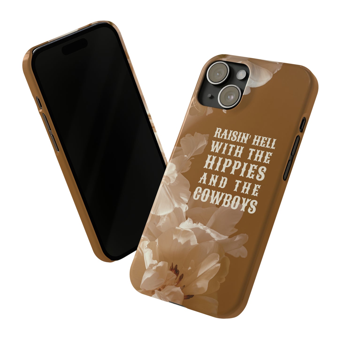 Hippie iPhone 15 Slim Phone Case, Floral phone case