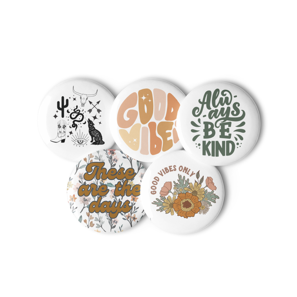 Boho Set of pin buttons