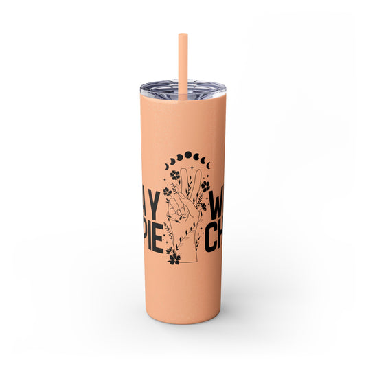 Stay Wild Hippie Child- Skinny Tumbler with Straw, 20oz